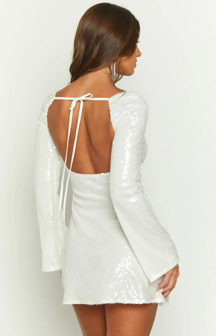 Marienne Sequin Mini Dress | White