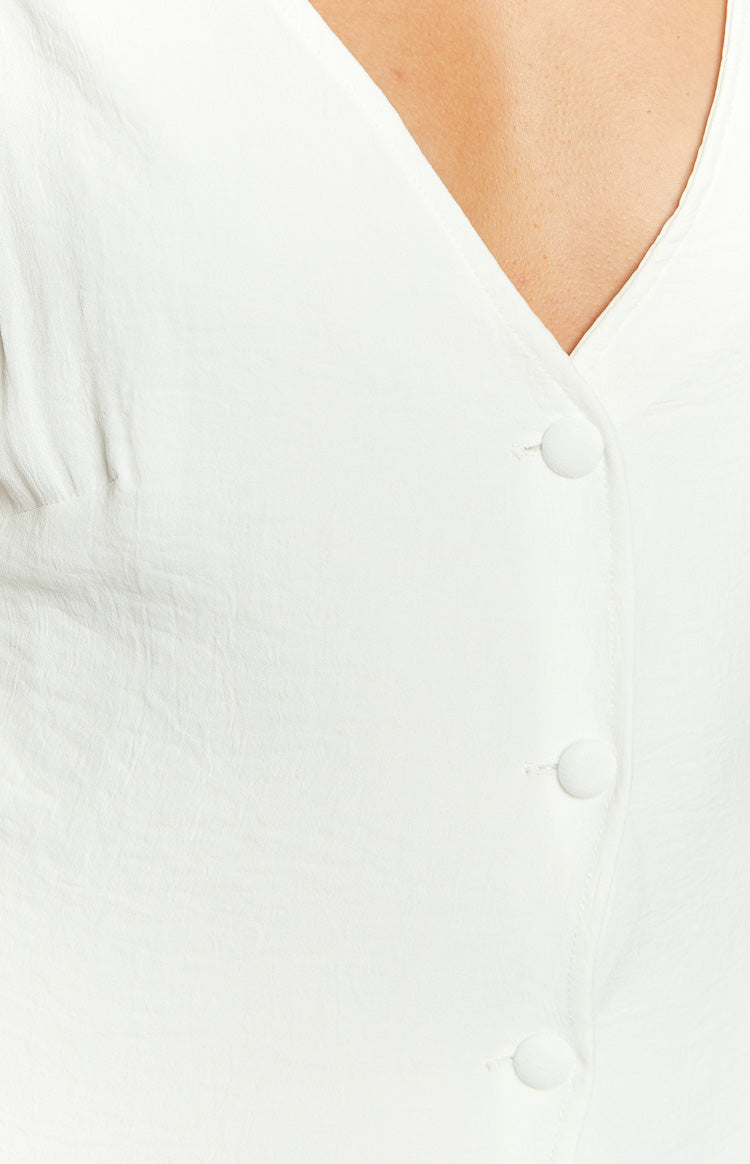 Maurice Button Up Mini Dress | White