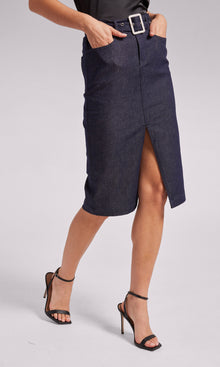 Melissa Sheen Denim Skirt | Dark Denim Blue