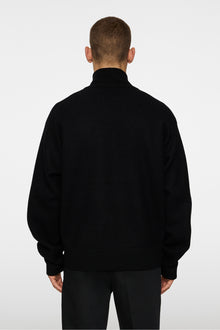 Men | Bon Boiled Wool Quarter Zip | Black