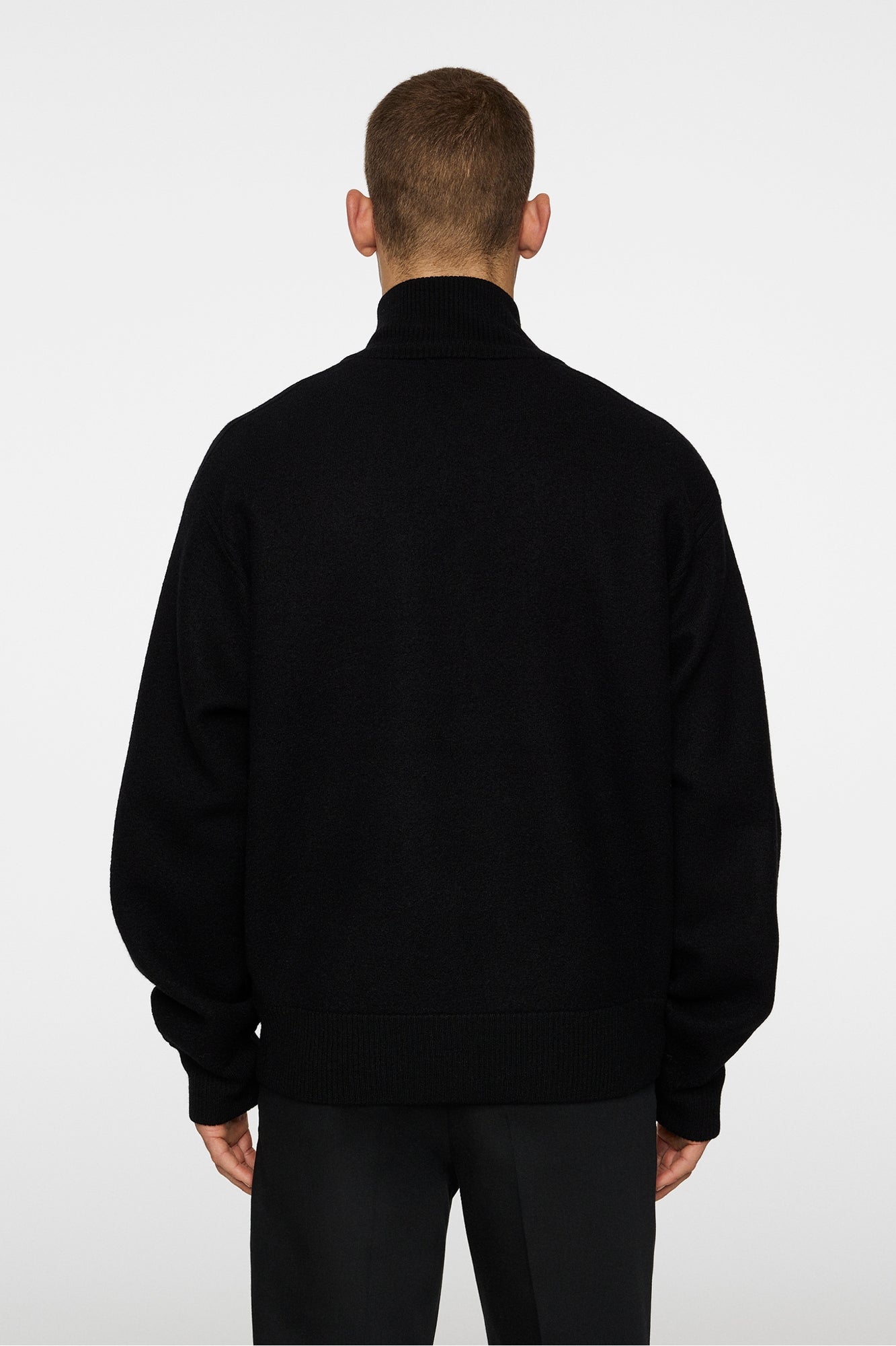 Men | Bon Boiled Wool Quarter Zip | Black