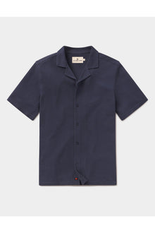 Men | Cotton Pique Camp Shirt | Navy