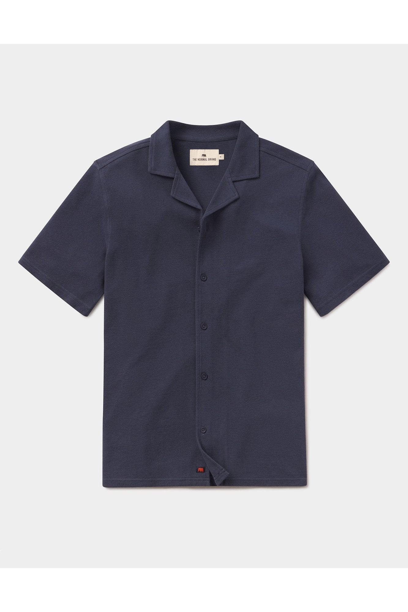 Men | Cotton Pique Camp Shirt | Navy
