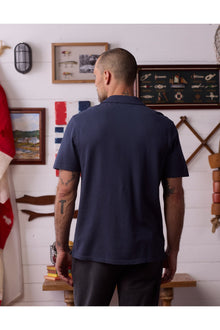 Men | Cotton Pique Camp Shirt | Navy