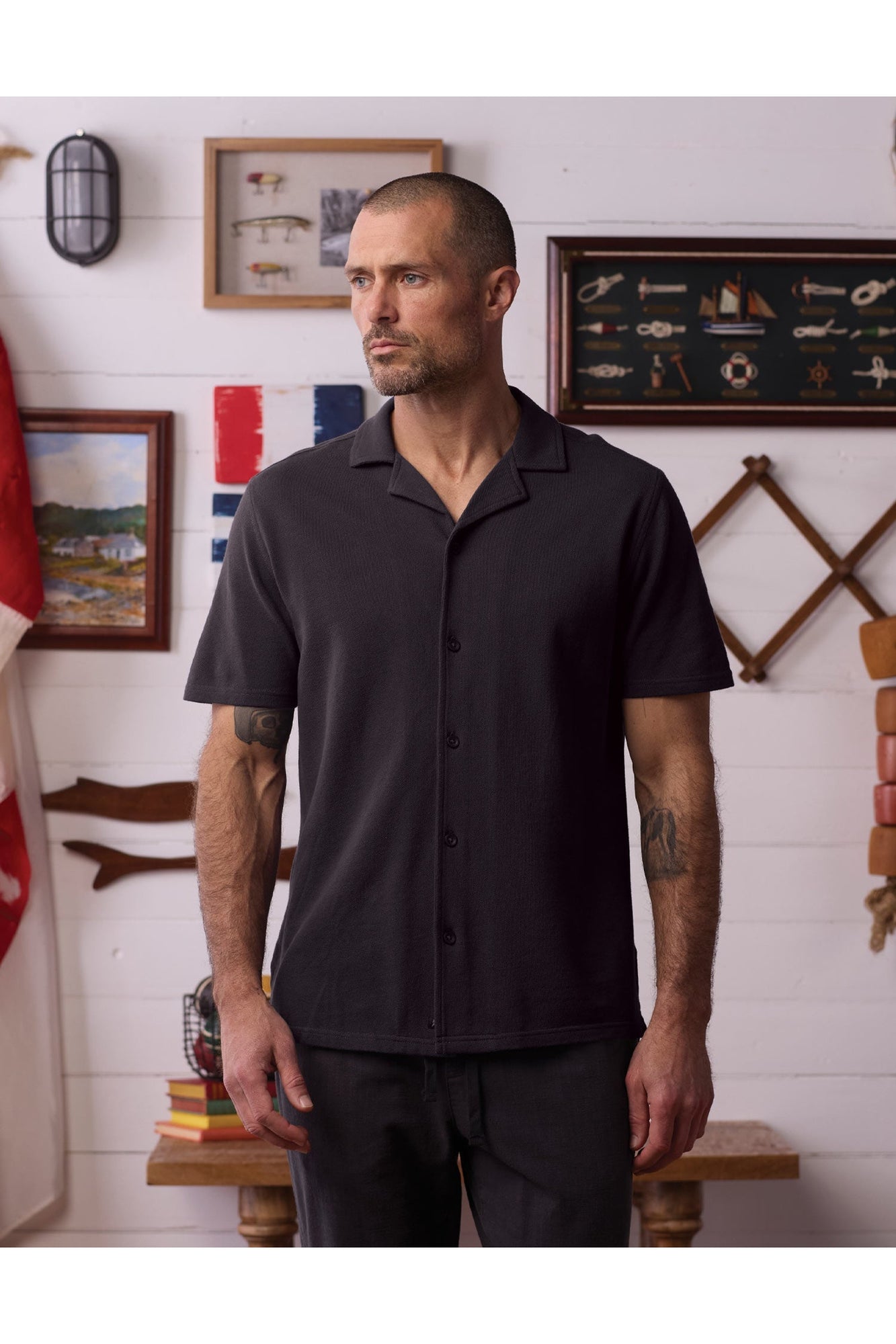 Men | Cotton Pique Camp Shirt | Phantom