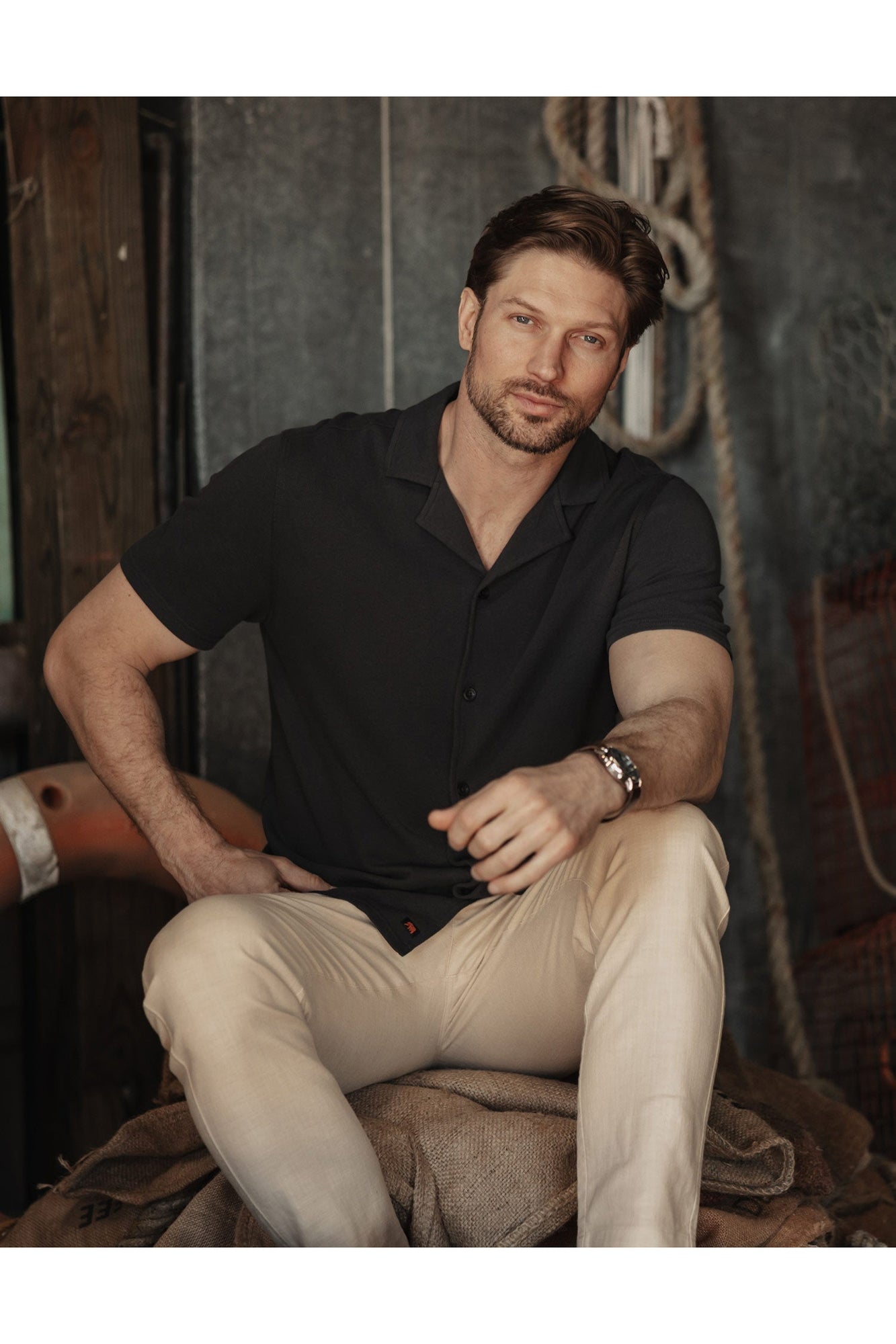 Men | Cotton Pique Camp Shirt | Phantom