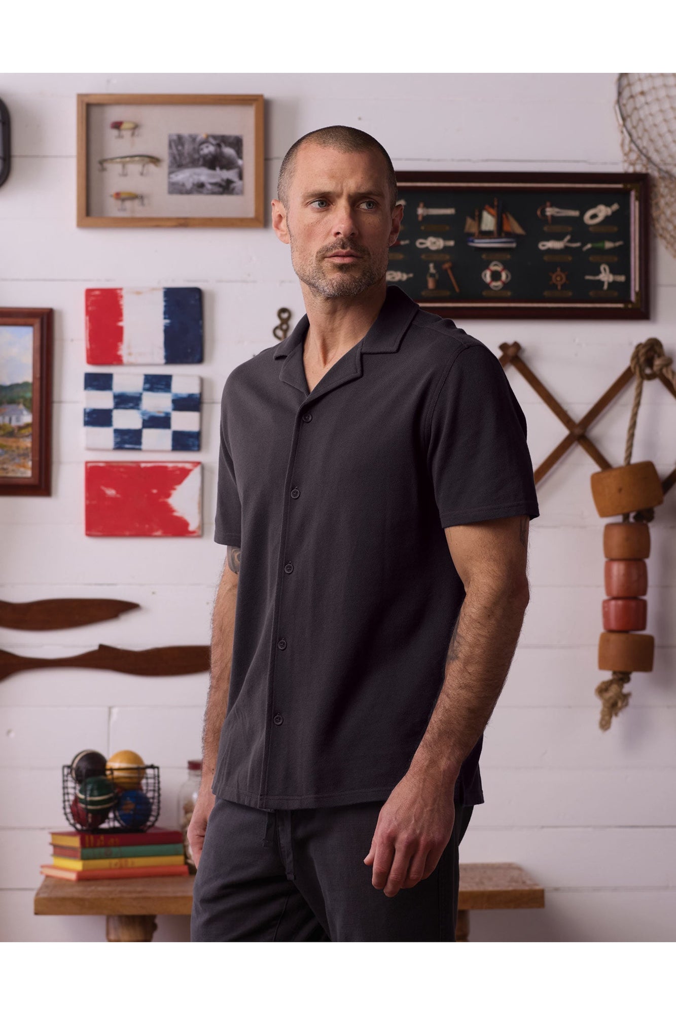 Men | Cotton Pique Camp Shirt | Phantom