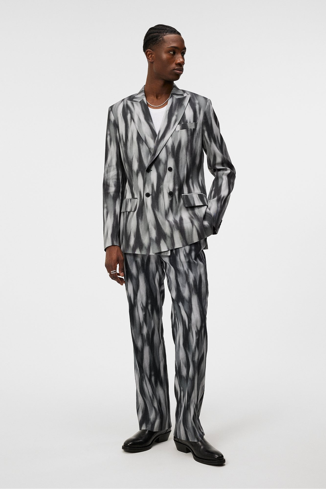 Men | Dorian Printed Linen Mix | Black