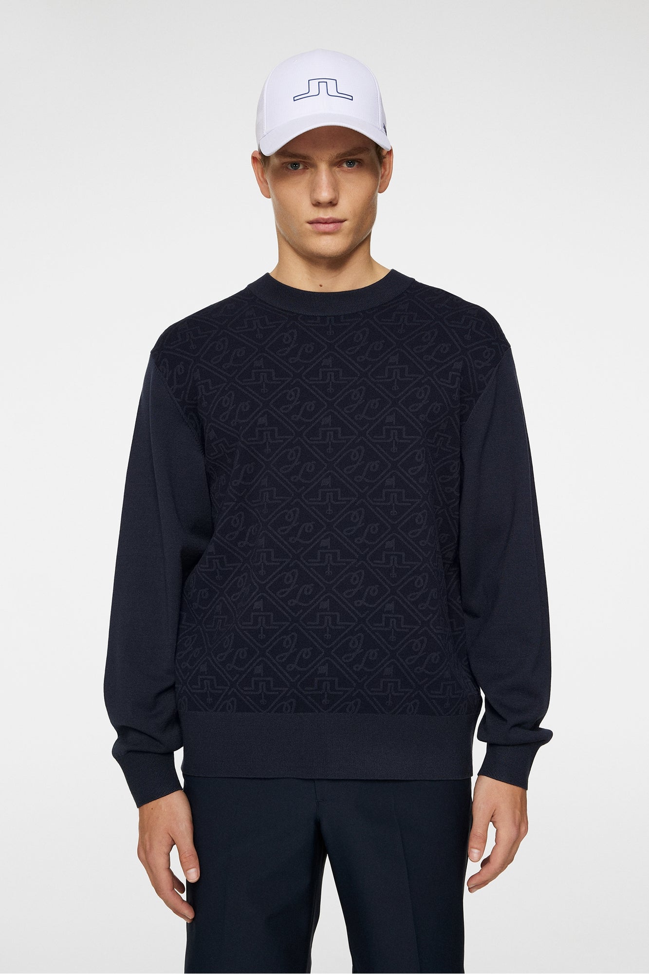 Men | Finn Jacquard Knitted Sweater | JL Navy