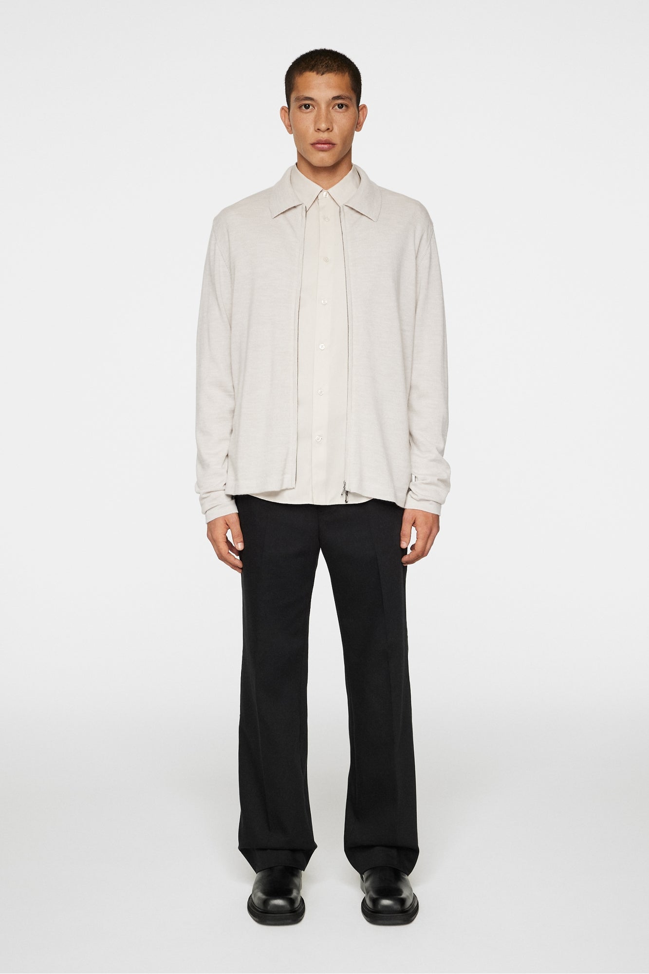 Men | Kaleb Merino Zip Cardigan | Elange | Moonbeam Melange
