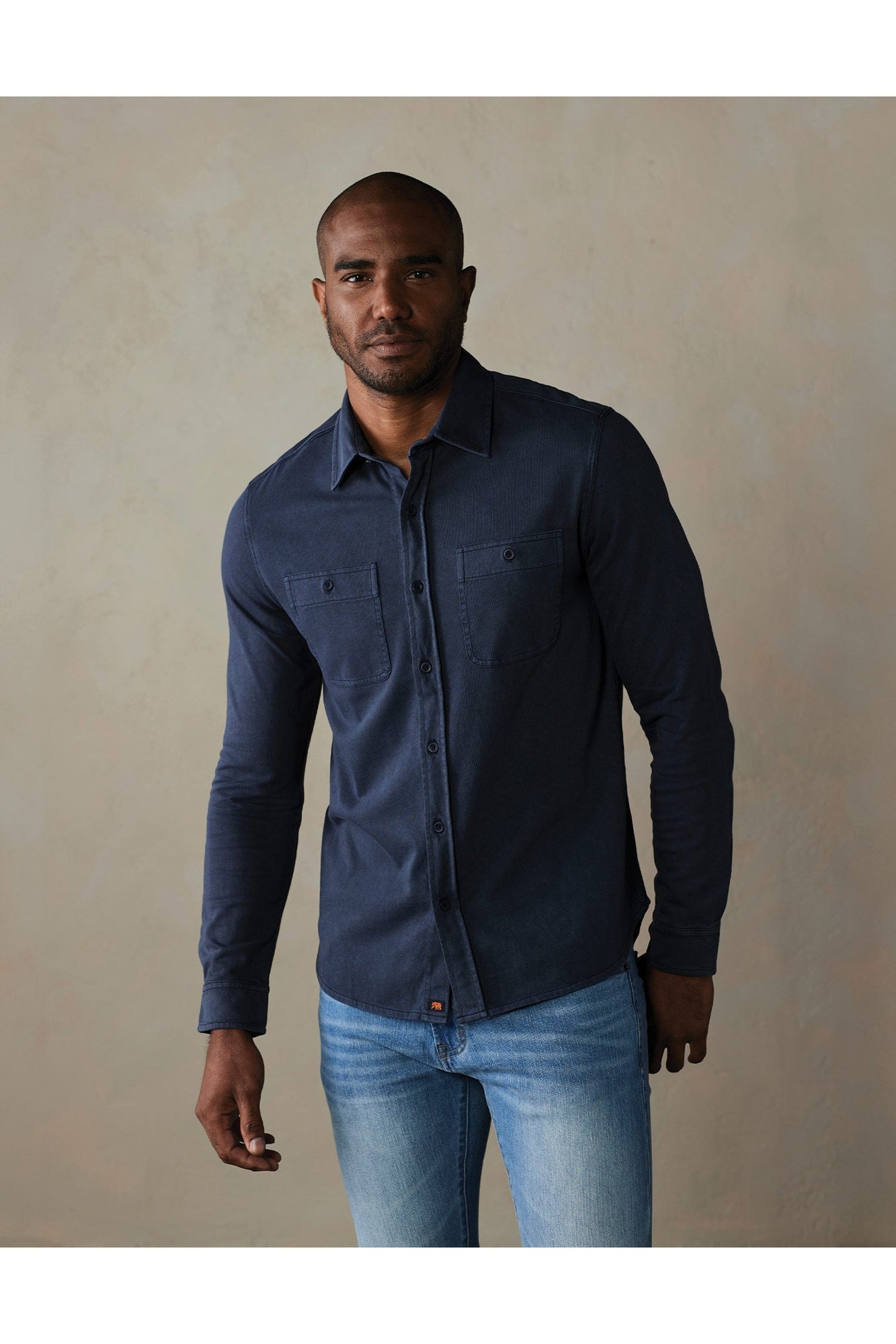 Men | Lennox Jersey Button Up | Navy