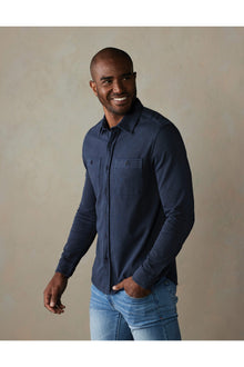 Men | Lennox Jersey Button Up | Navy