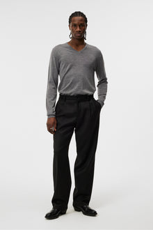 Men | Lymann Merino V-Neck Sweater | Grey Melange
