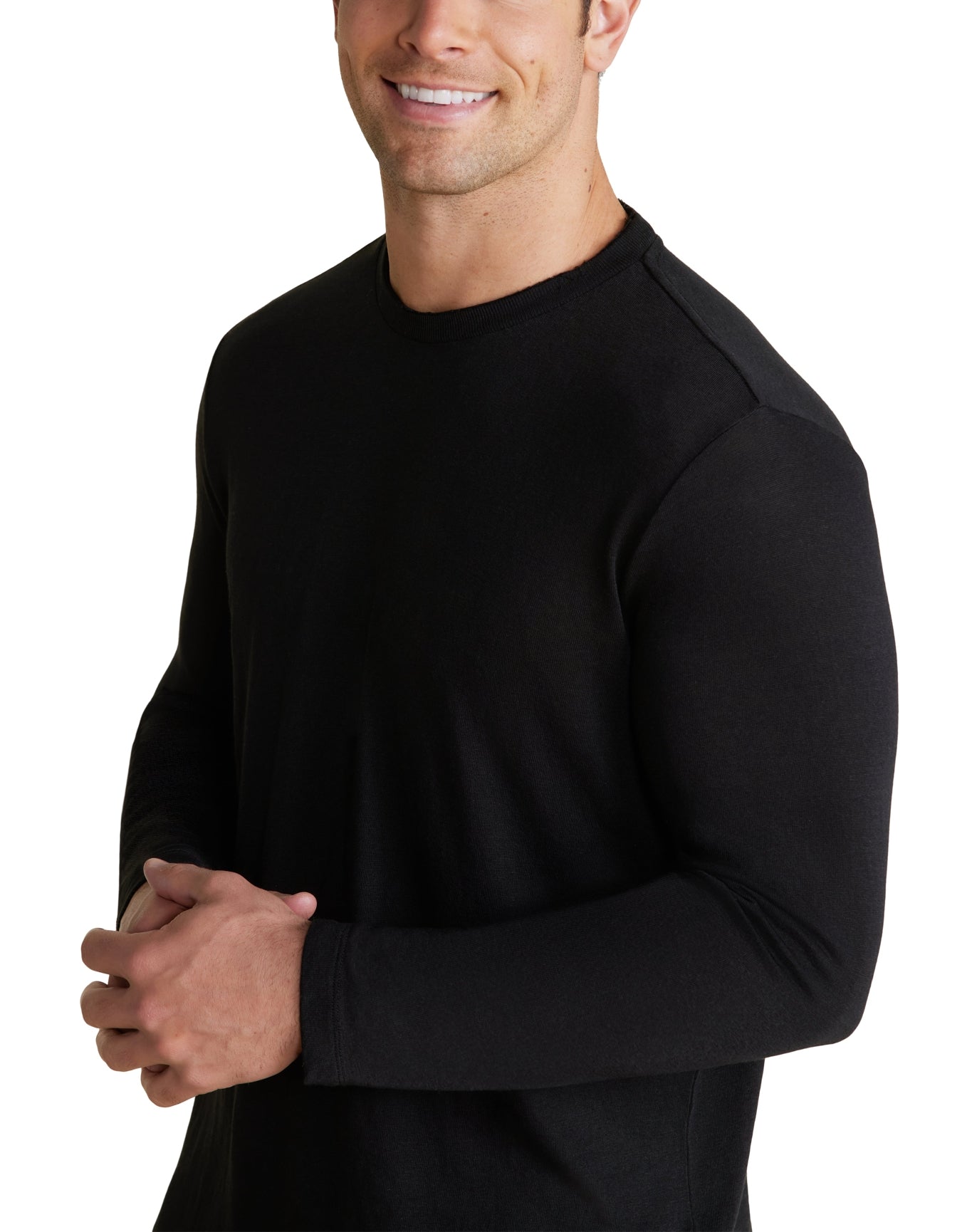 Men | MC s Slub Burnout Cut Neck Long Sleeve Tee | Black