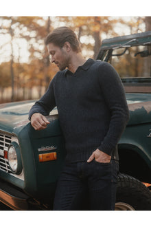 Men | Marled Polo Sweater | Charcoal