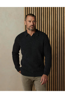 Men | Marled Polo Sweater | Charcoal