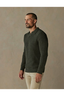 Men | Marled Polo Sweater | Olive