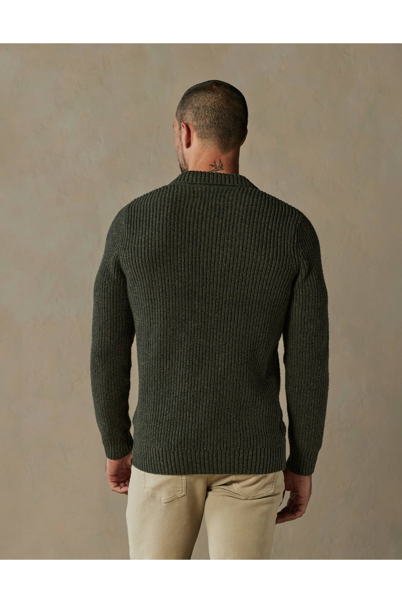 Men | Marled Polo Sweater | Olive