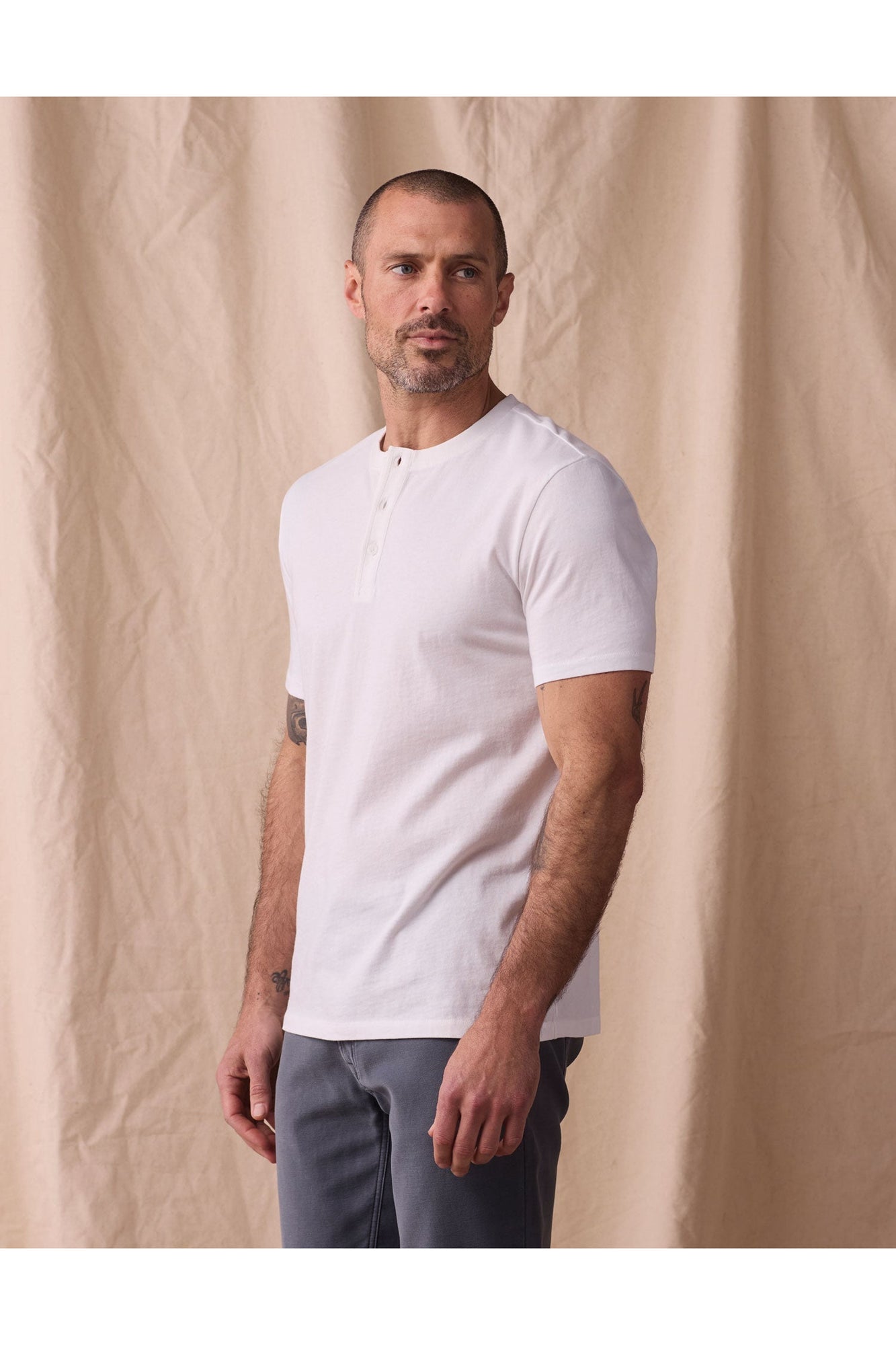 Men | Normal Jersey Henley | White