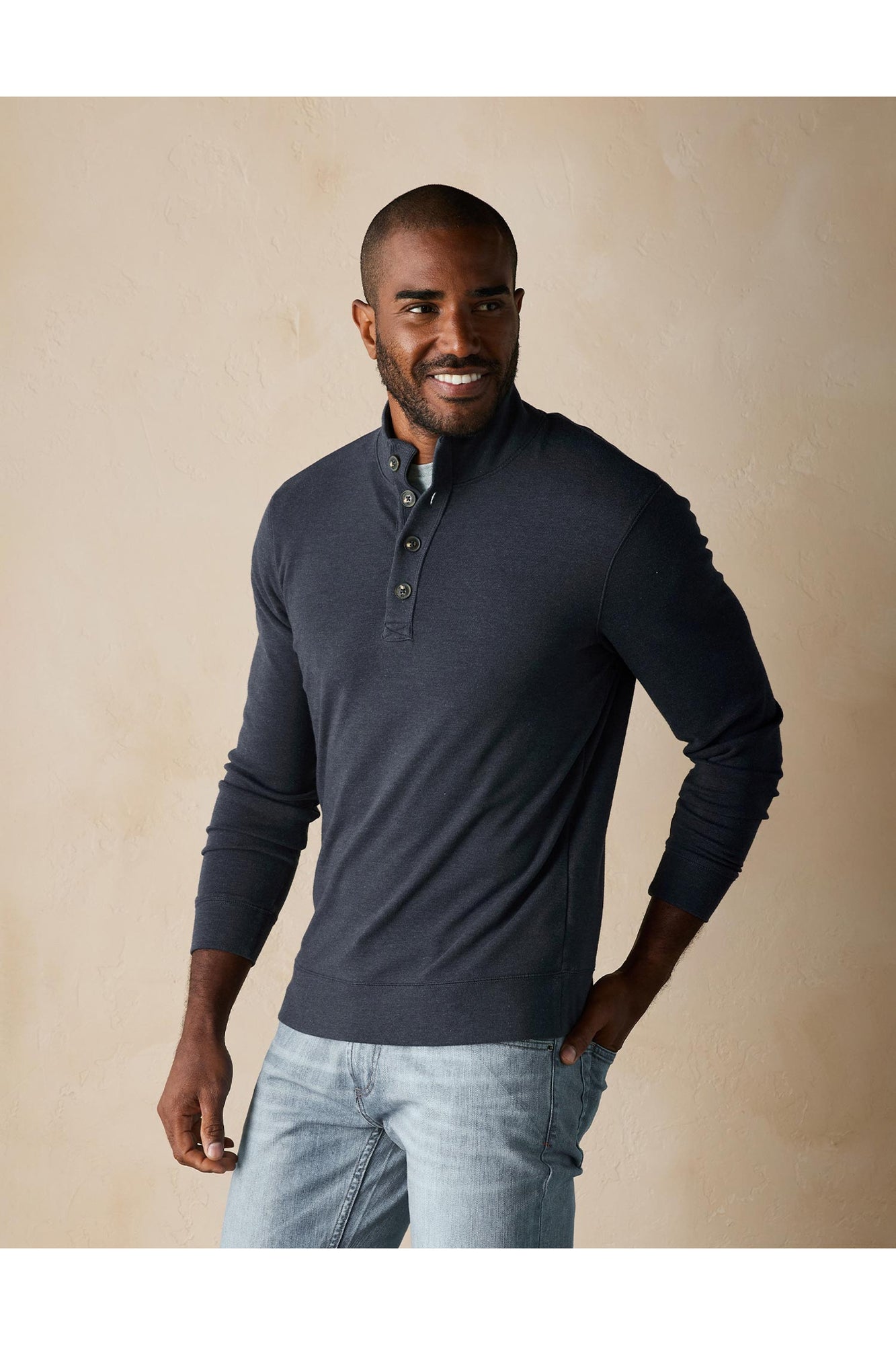 Men | Puremeso Button Popover | Navy