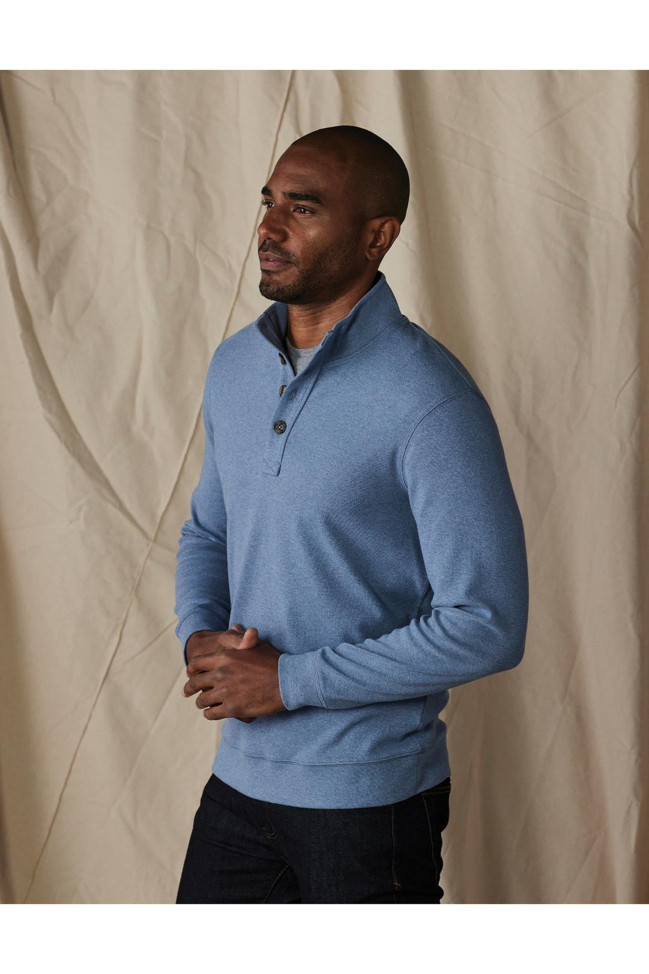 Men | Puremeso Button Popover | Slate Blue