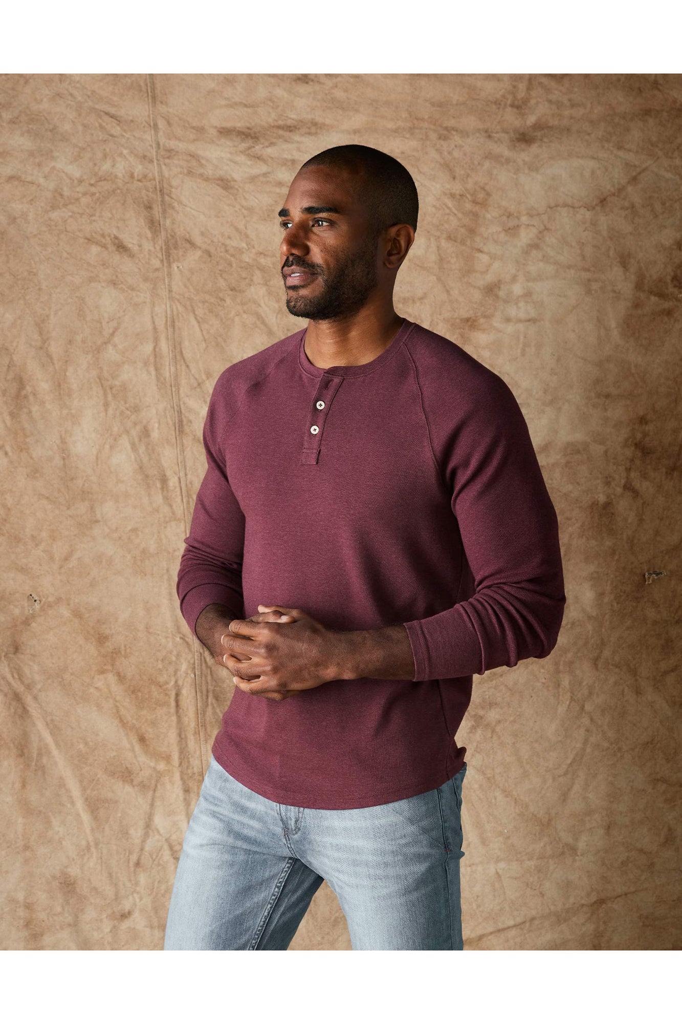 Men | Puremeso Everyday Henley | Wine