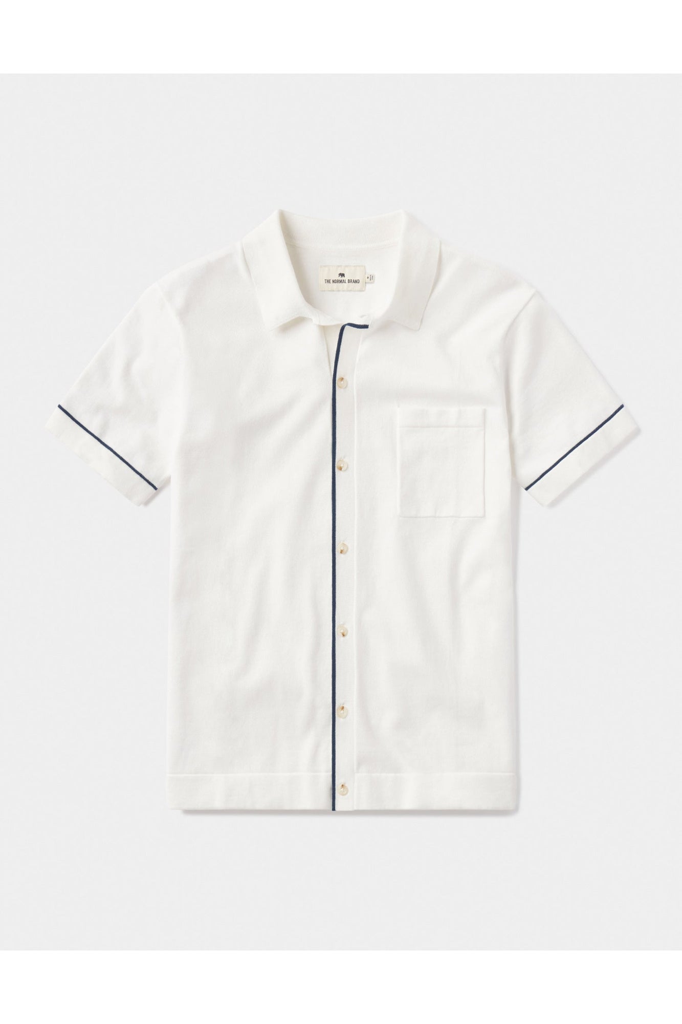 Men | Robles Knit Button Down | White-Navy