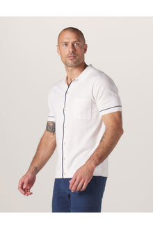 Men | Robles Knit Button Down | White-Navy