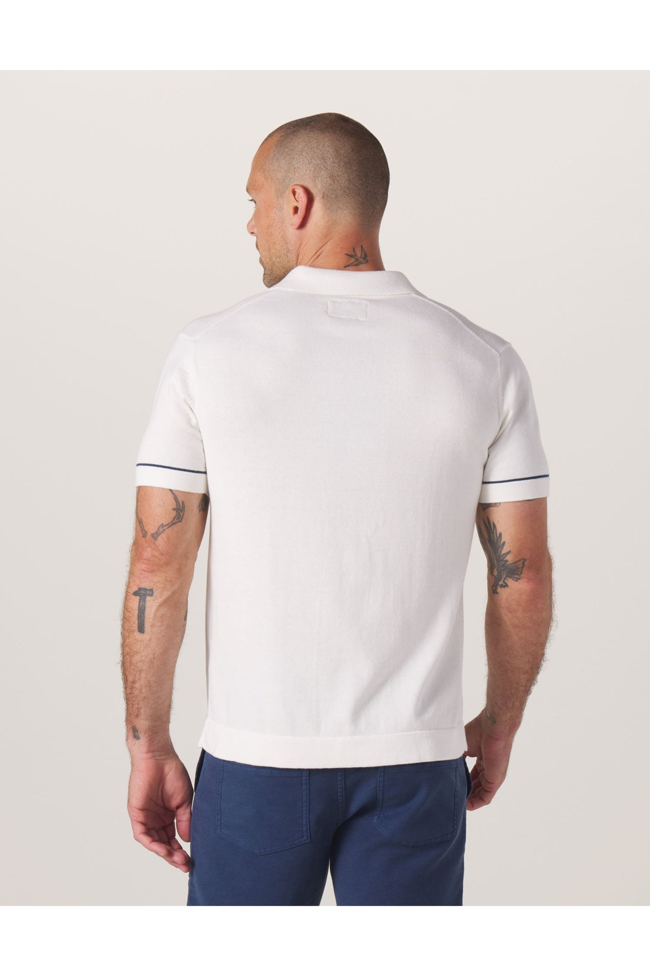 Men | Robles Knit Button Down | White-Navy