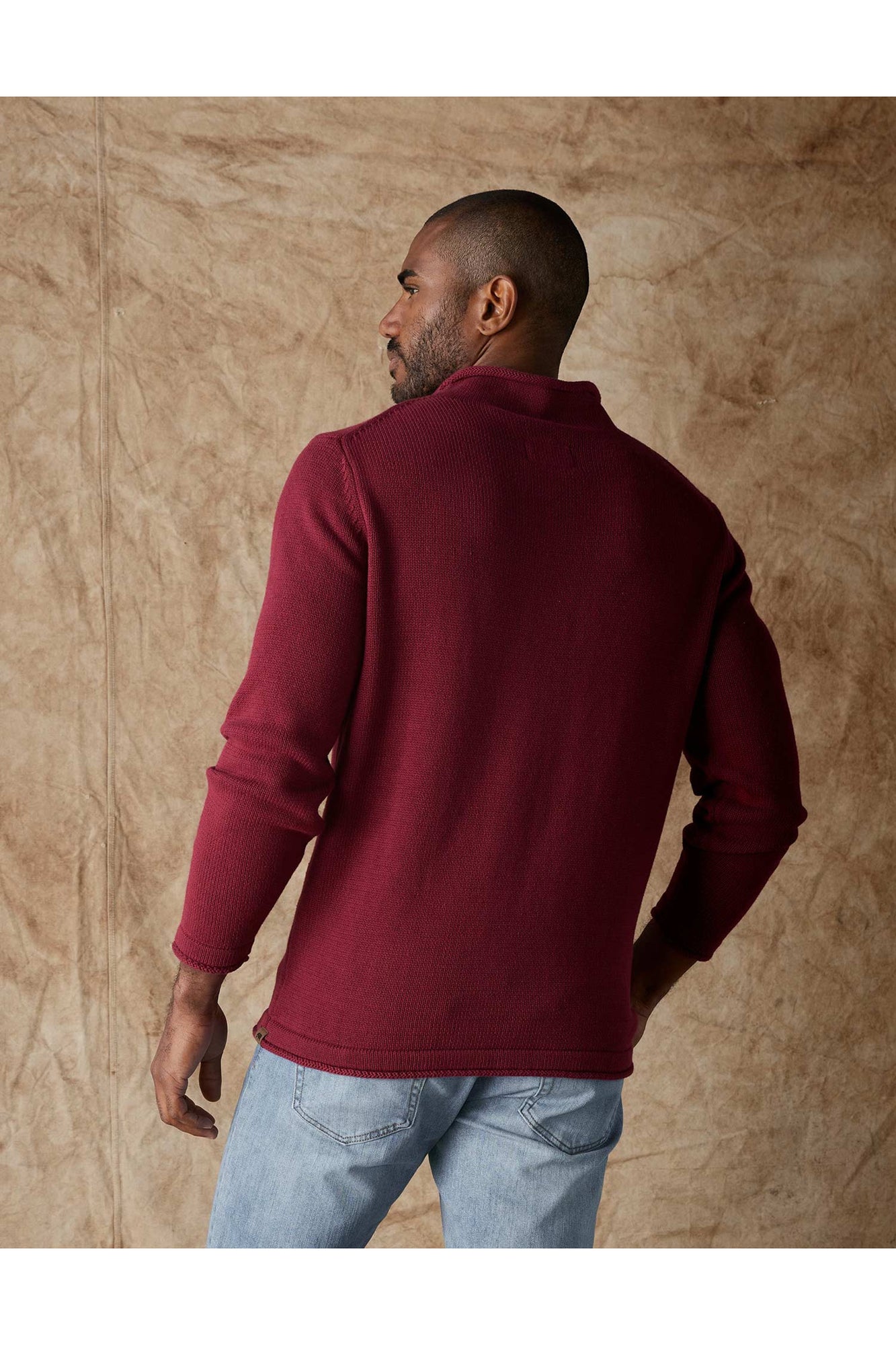 Men | Roll Neck Sweater | Wine