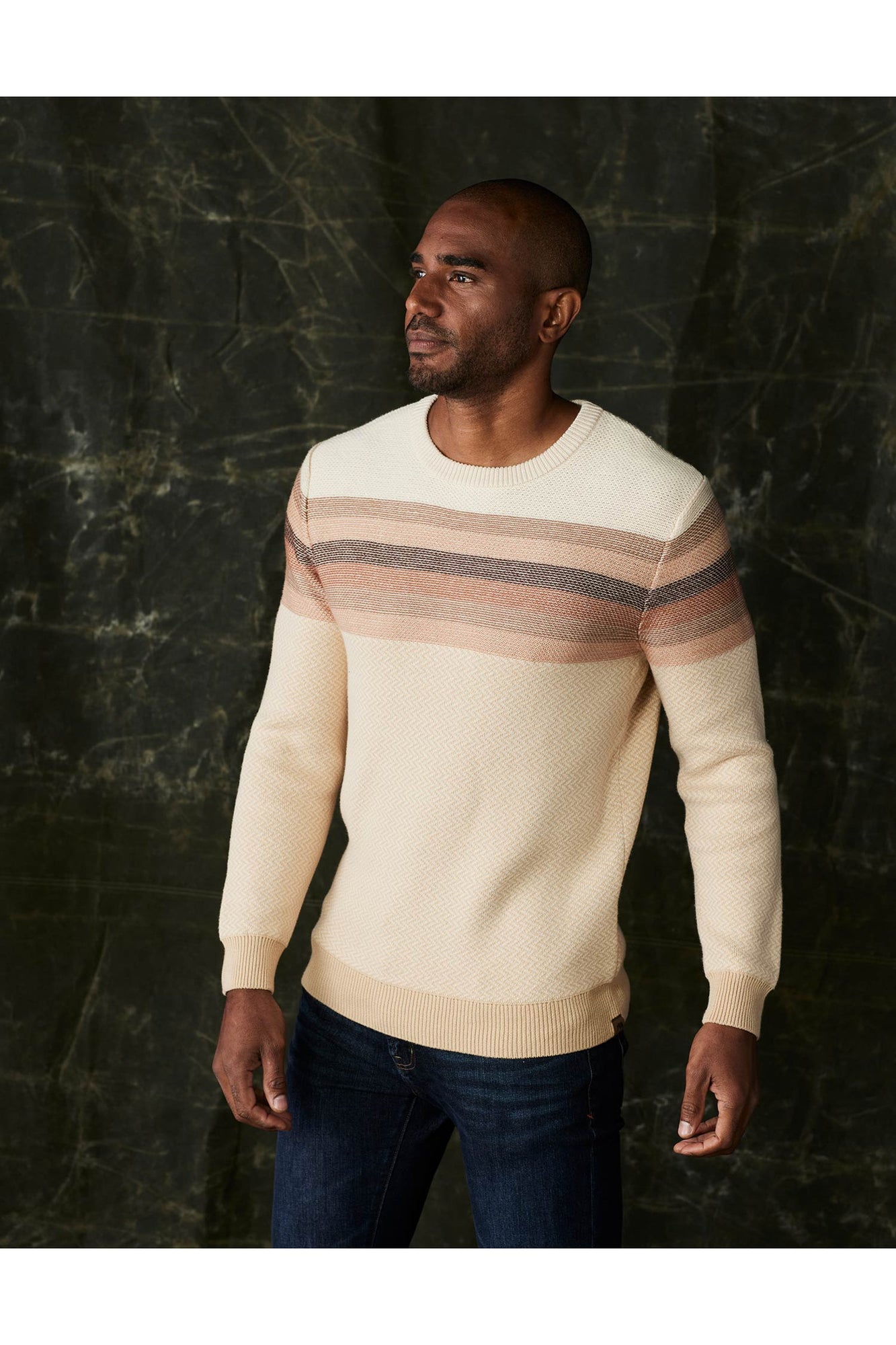 Men | Striped Ski Sweater | Beige Multi