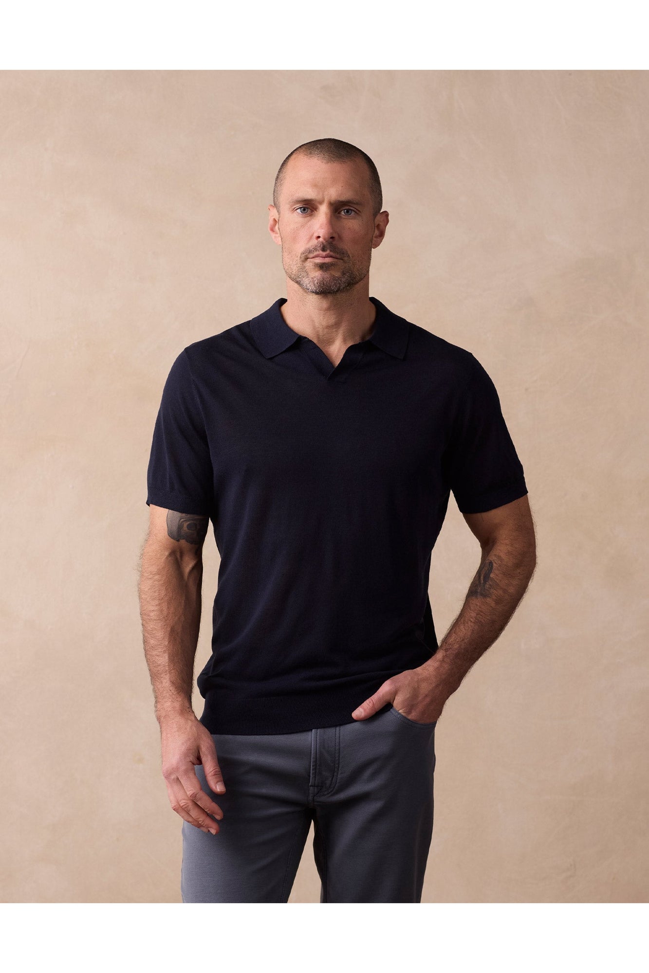 Men | Summer Linen-Blend Polo | Navy