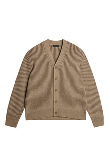 Men | Twin Plated Knit Cardigan | Tiger Brown