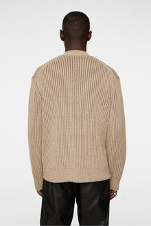 Men | Twin Plated Knit Cardigan | Tiger Brown