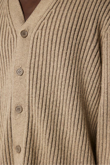 Men | Twin Plated Knit Cardigan | Tiger Brown