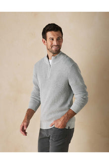 Men | Waffle Knit Quarter Zip Pullover | Grey