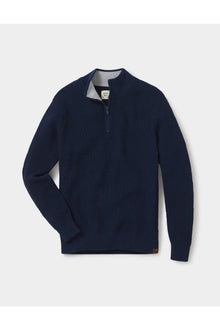 Men | Waffle Knit Quarter Zip Pullover | Navy