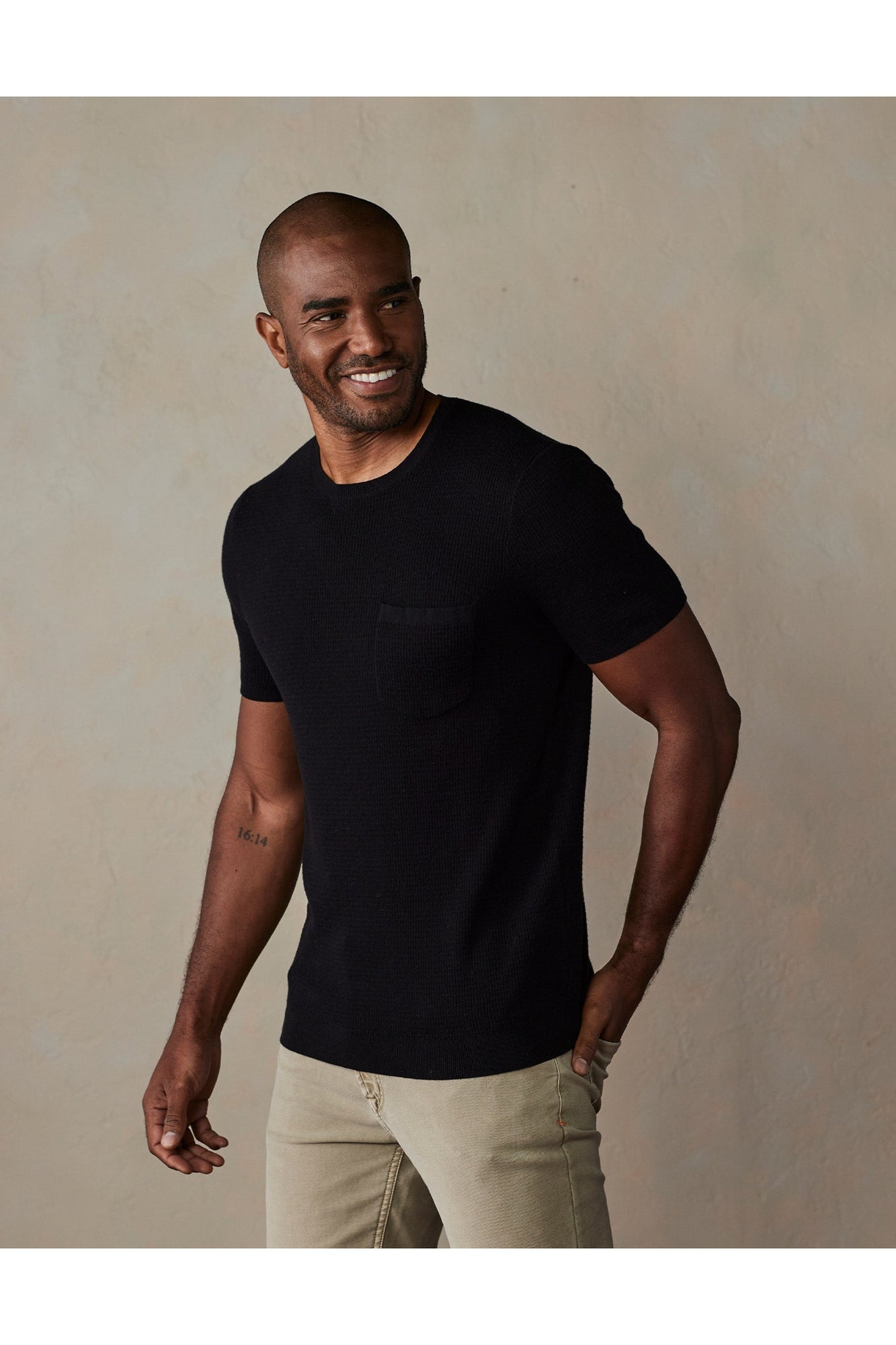 Men | Waffle Knit Sweater Tee | Black