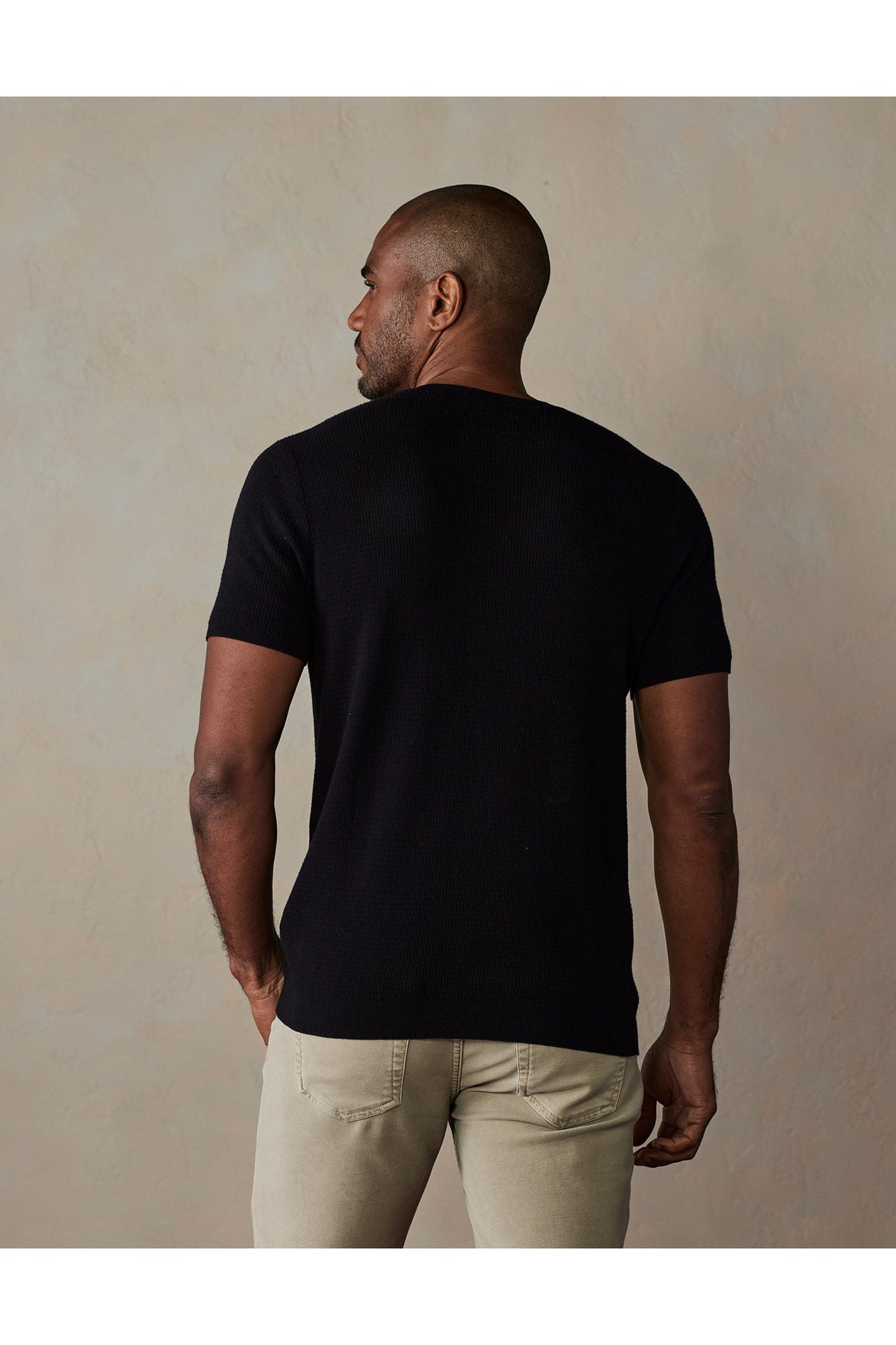 Men | Waffle Knit Sweater Tee | Black