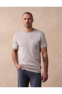 Men | Waffle Knit Sweater Tee | Stone
