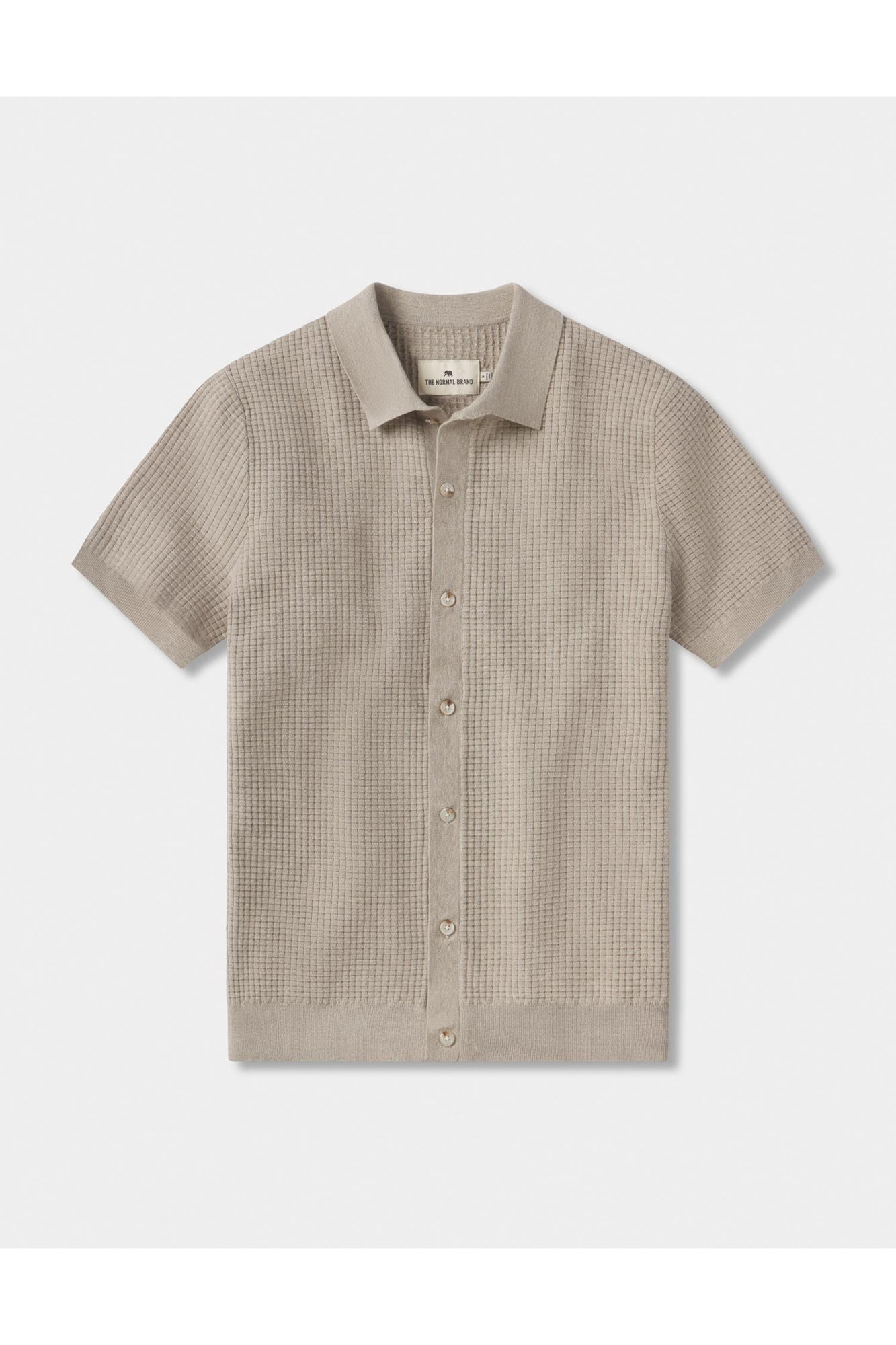 Men | Waffle Stitch Button Up | Flax