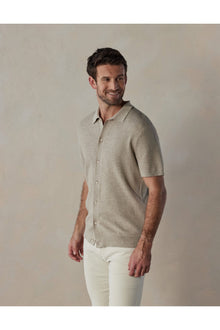 Men | Waffle Stitch Button Up | Flax