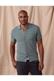 Men | Waffle Stitch Button Up | Juniper