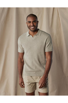 Men | Waffle Stitch Polo | Flax