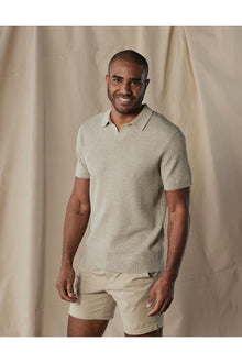 Men | Waffle Stitch Polo | Flax