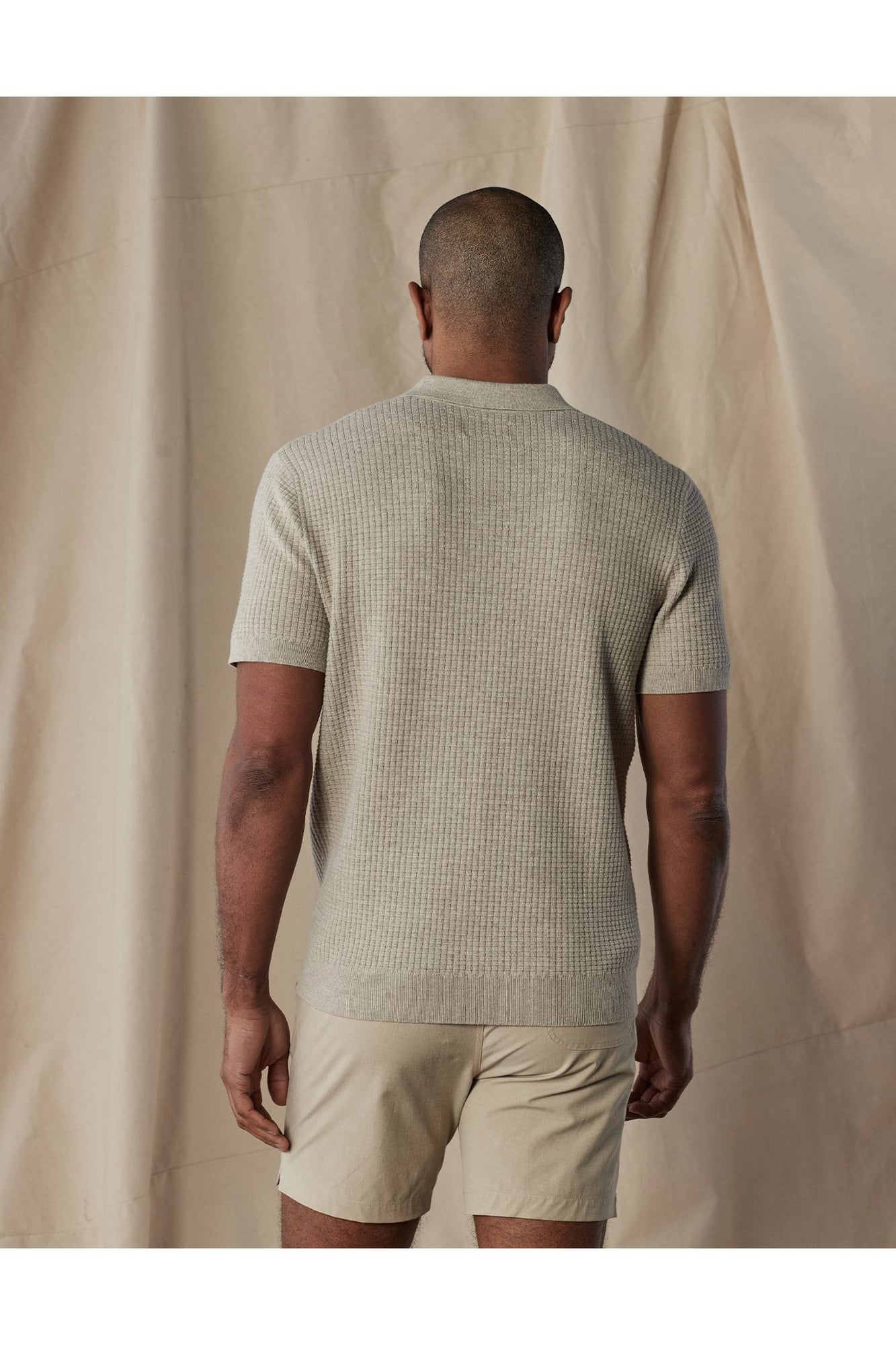 Men | Waffle Stitch Polo | Flax