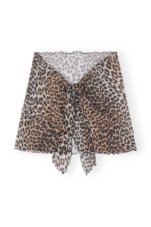 Mesh Cover Up Wrap Mini Skirt | Leopard