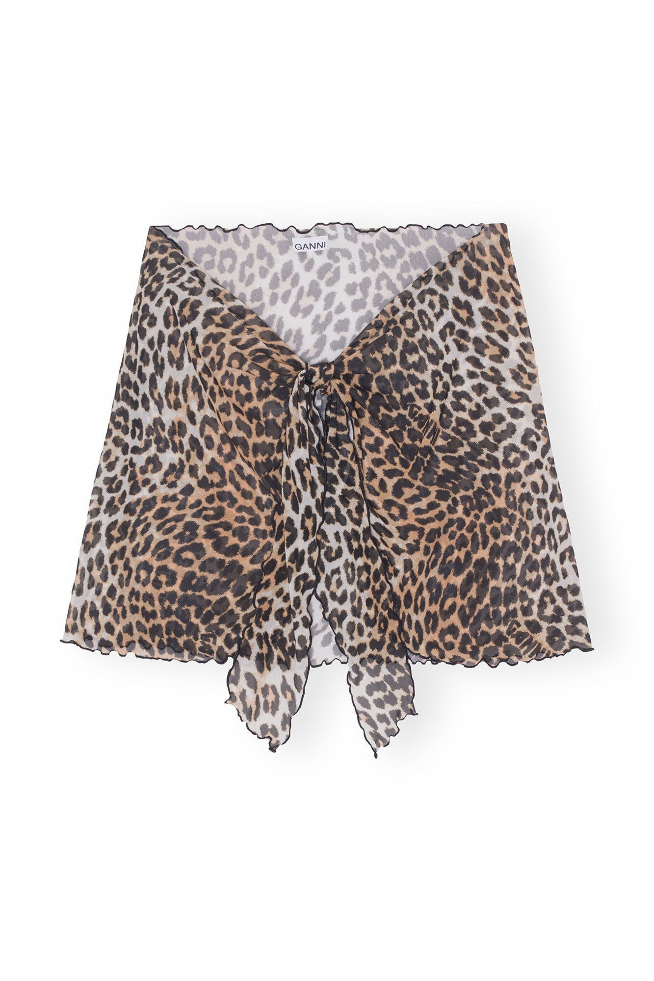 Mesh Cover Up Wrap Mini Skirt | Leopard