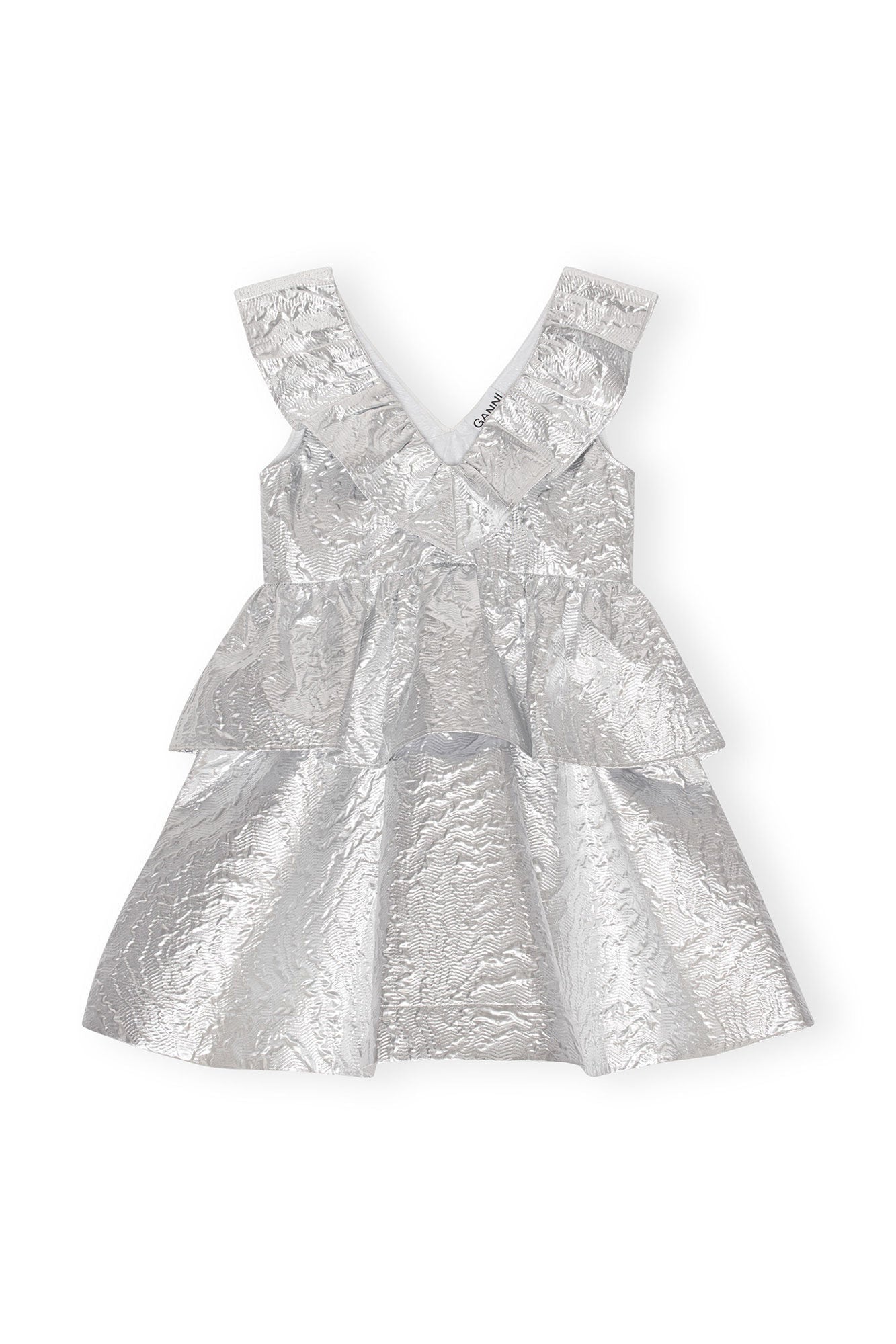 Metallic Jacquard Layer Dress | Silver