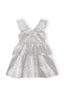 Metallic Jacquard Layer Dress | Silver